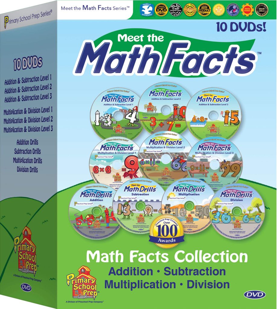 Meet the Math Facts 10 DVD set - addition, subtraction, multiplication & division (includes bonus digital book)